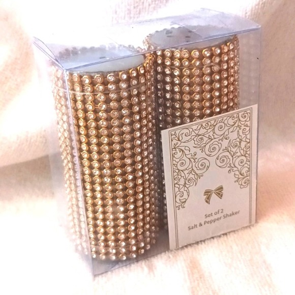DIAMONDS Salt & Pepper Shakers Set 3" Gold & Bling GORGEOUS New - Picture 2 of 5